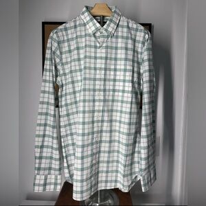 NWOT Bonobos Men’s White and Green Plaid Casual Shirt Size M SLIM Fit